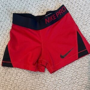 Nike Red and Black Girls' Pro Compression Shorts